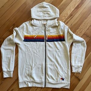 Aviator Nation Vintage White 5-Stripe Hoodie
